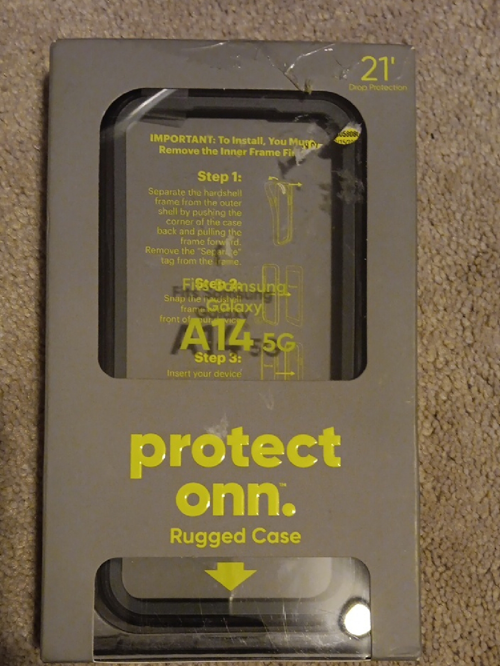 On Running Rugged Case for Samsung Galaxy A14 5G - Black with Yellow Accents